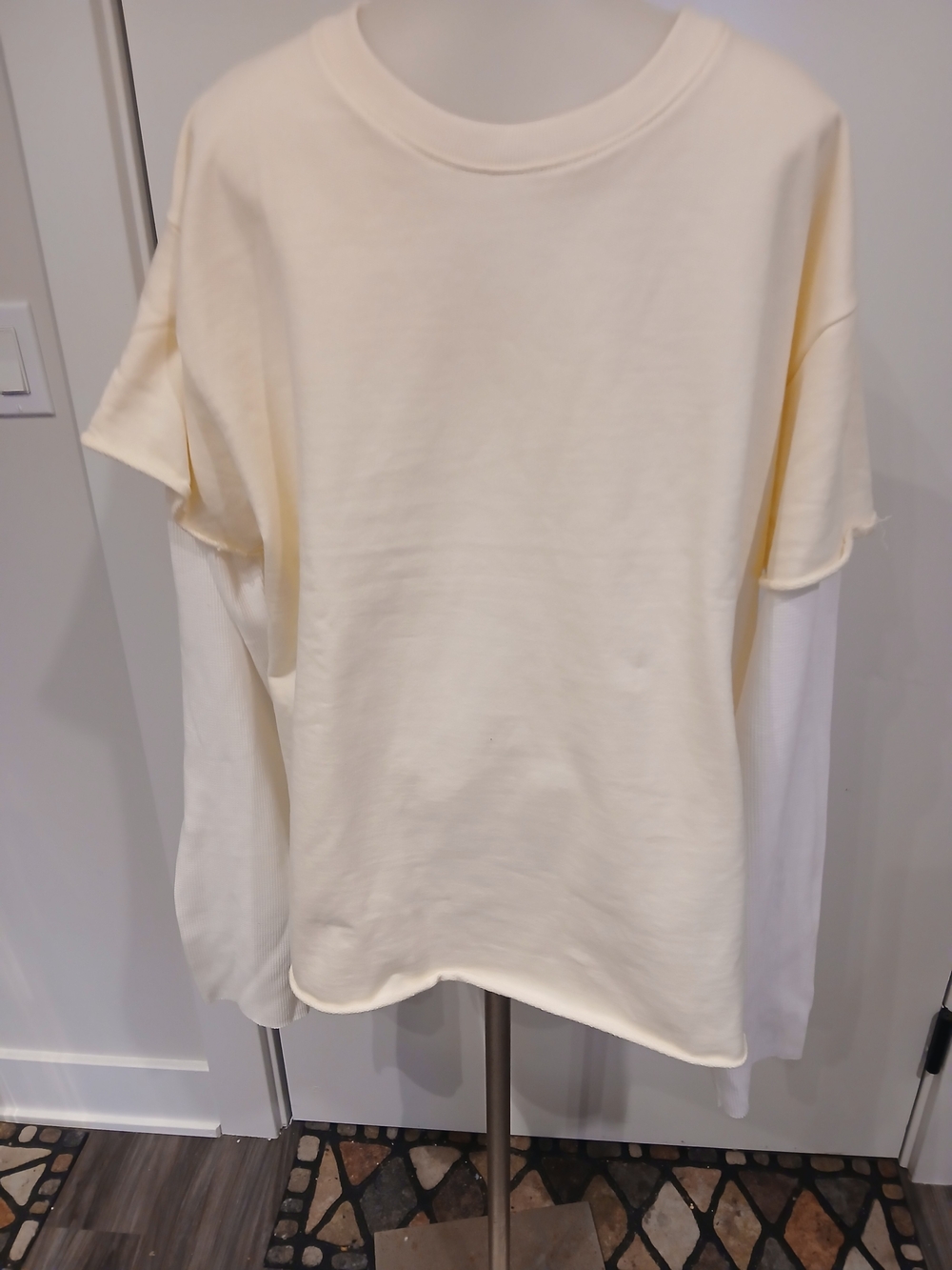 MNML Cream Layered-Look Long Sleeve Top